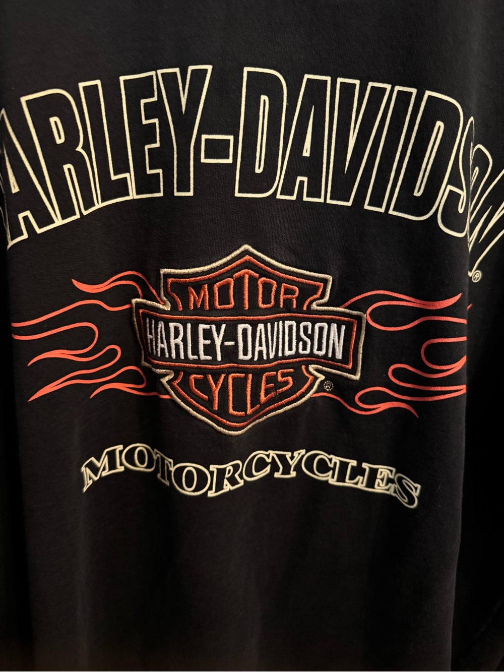 Harley-Davidson Black Hoodie with Orange Hood and Flame Sleeves - Picture 8 of 13